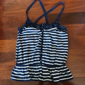 A&F Navy Lace Striped Top - M